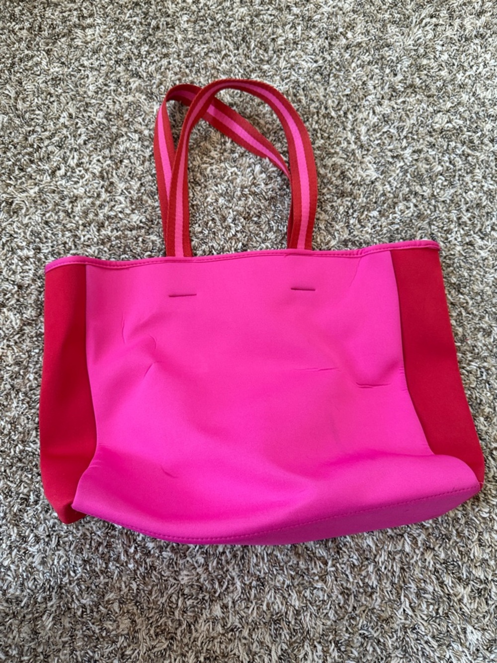 summersalt Hot Pink and Red Two-Tone Tote